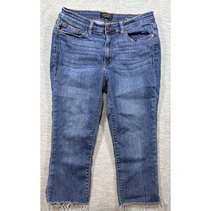 Judy Blue‎ Womens Skinny Fit Crop Jeans Size 11/30 Frayed Hem Stretch Denim